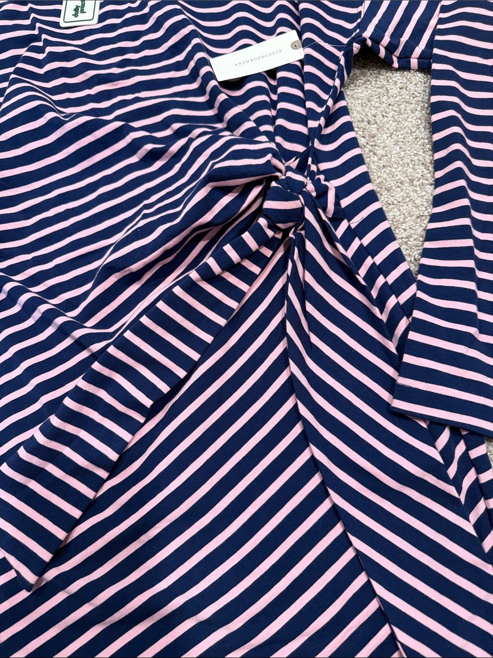 Women’s Anthropologie Daily Practice Striped Long Sleeve Mini Dress Blue Striped - Picture 5 of 6